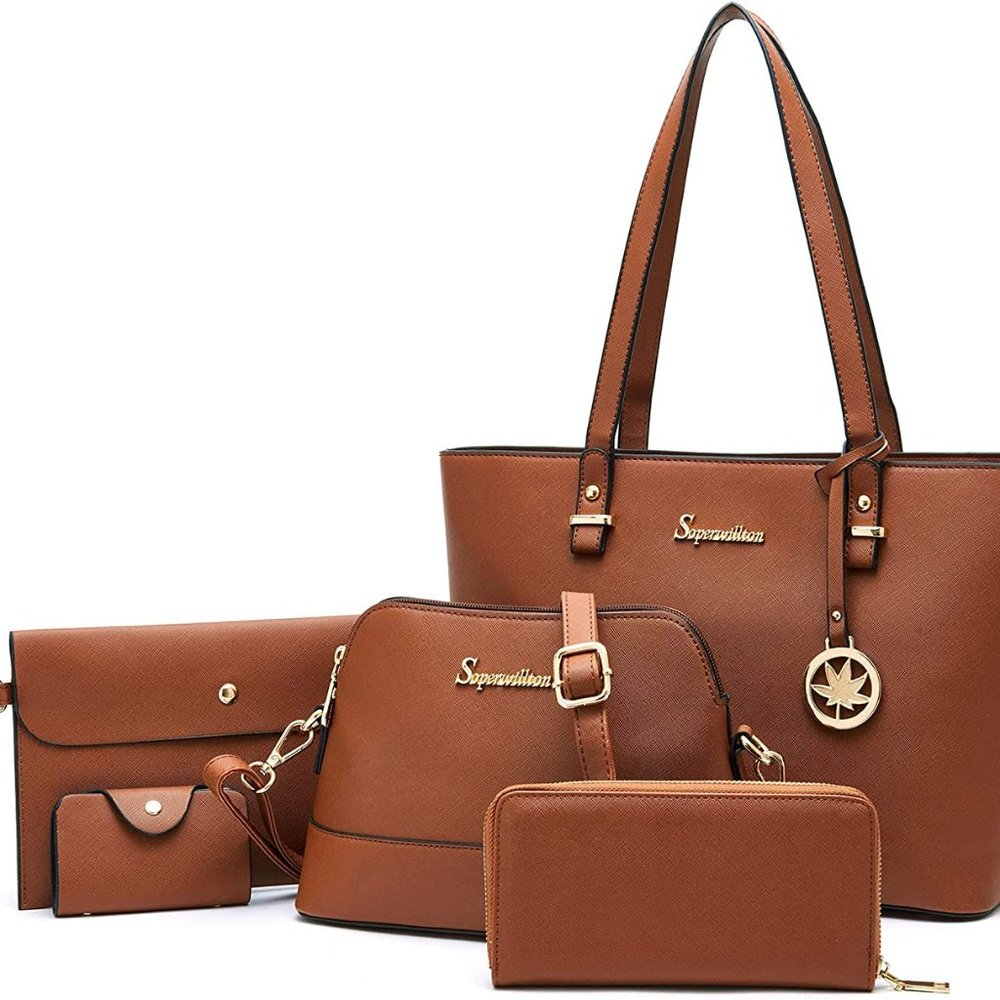 5pcs Purse Handbag for Women Wallet Tote Bag Shoulder Bags Top Handle Sa…